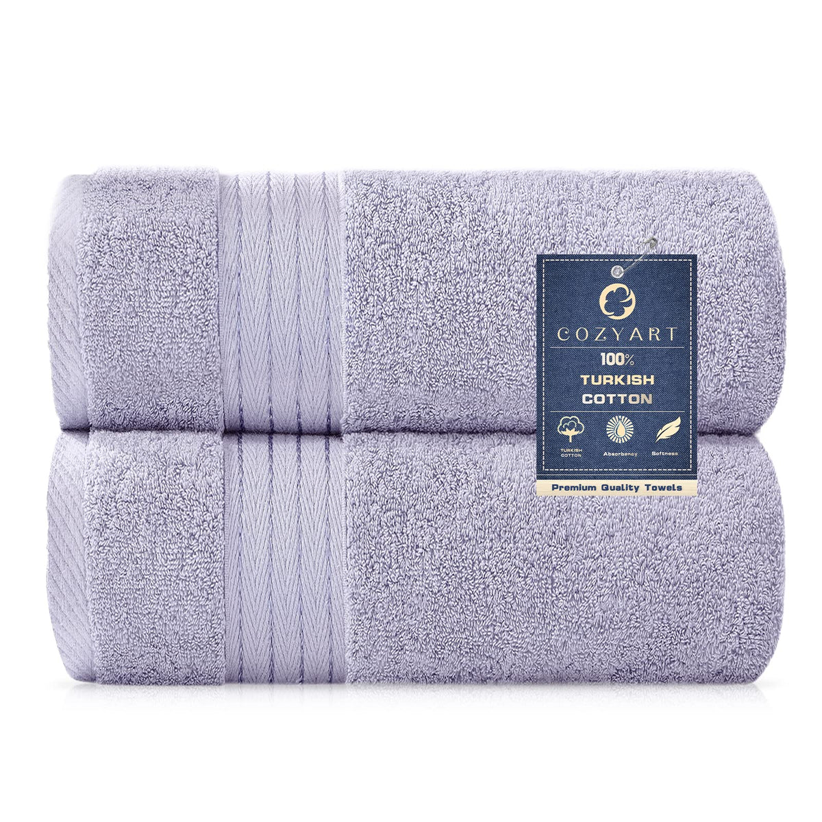 COZYART Luxury Bath Towel Set 6 Pcs, Dark Green 100% Turkish Cotton 650 GSM