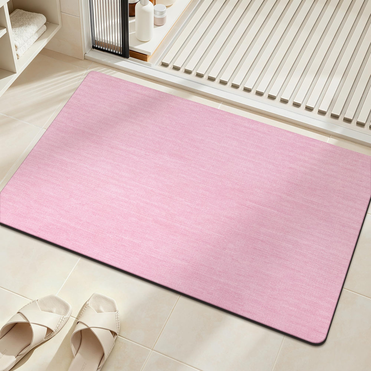 Mecko Bath Mat 16"x24",Ultra Thin Bathroom Rug fit Under Door Light Grey