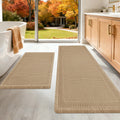 Upgraded Waffle Bath Mat Set 3 Piece Black-Looped, Super Absorbent Non-Slip Quick Dry Bathroom Rugs with Tassels, Machine Washable Ultra Soft Boho Bath Rugs for Floor, Toilet Mats Boho Farmhouse Decor