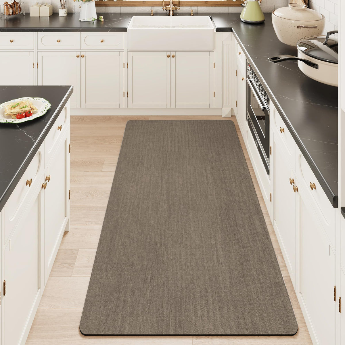 Mecko Bath Mat 16"x24",Ultra Thin Bathroom Rug fit Under Door Light Grey