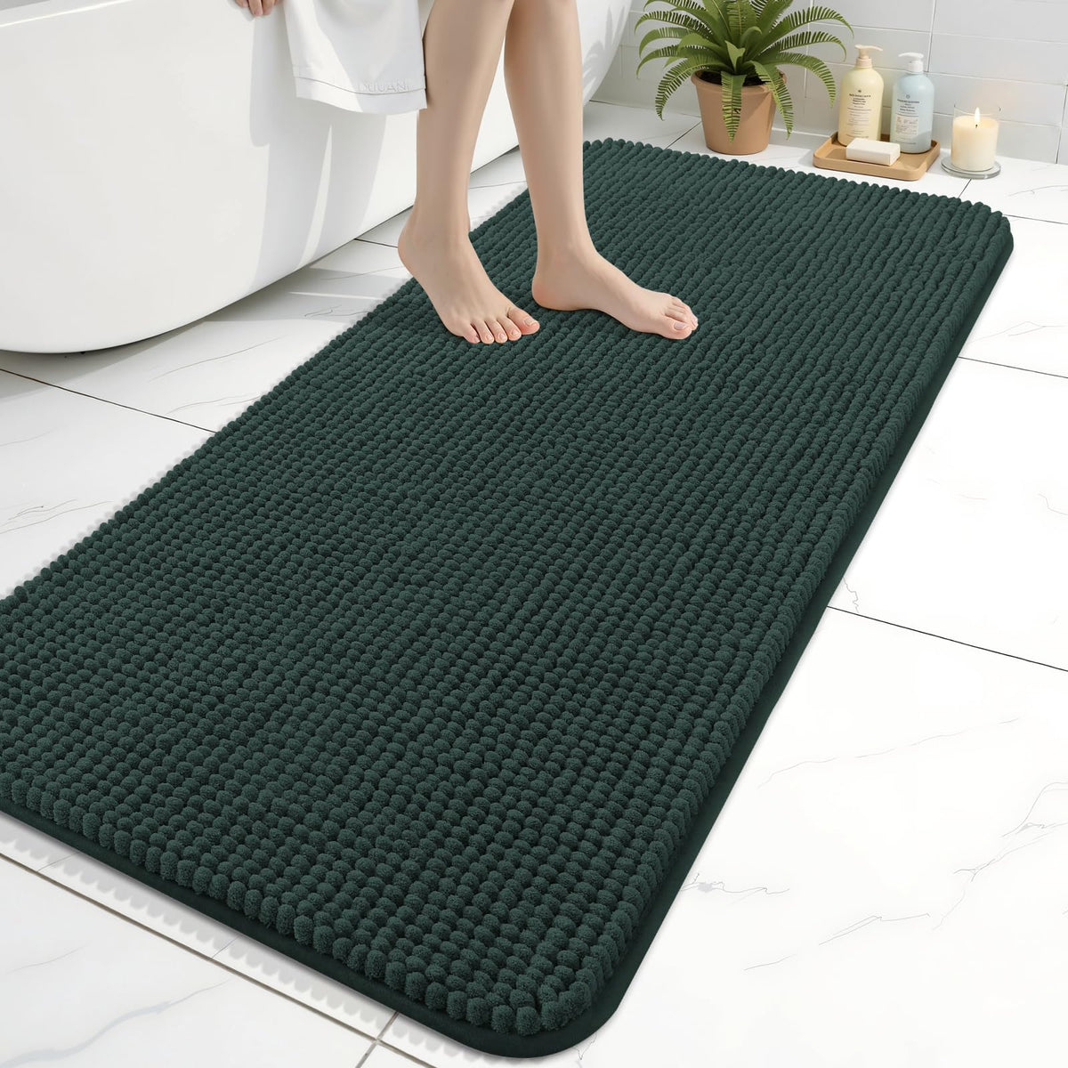 Arotive Chenille Bathroom Rugs 30x20, Soft Absorbent Bath Mat, Grey