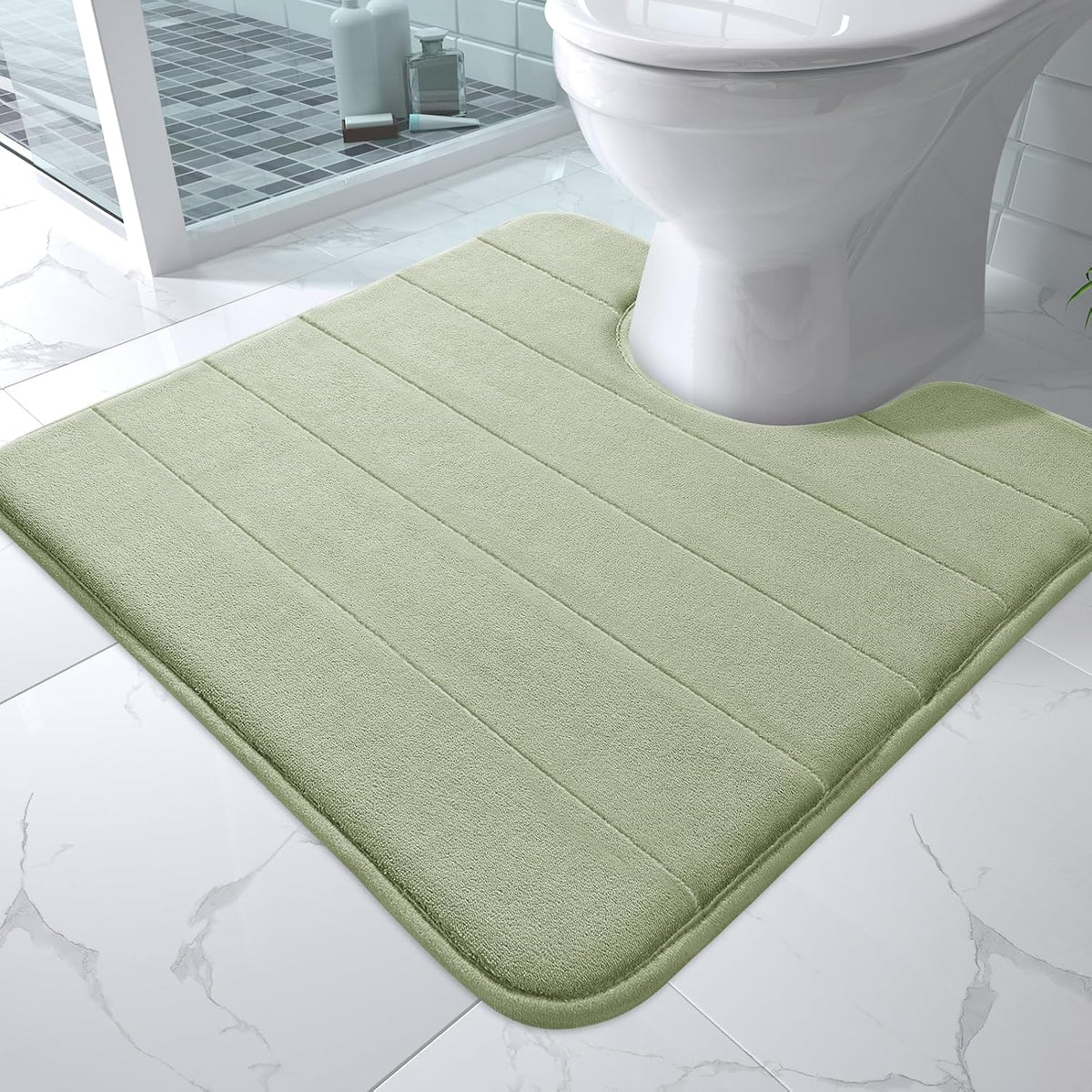 Yimobra Memory Foam Bath Mat, Super Soft Absorbent Bathroom Rug Non Slip, Quick Dry, Machine Washable Floor Carpet for Tub Shower, Home Decor Accessories, 24x17, Grey