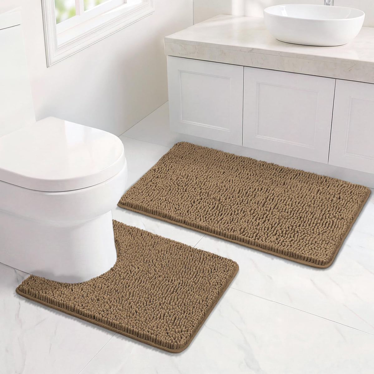 Bcoimo Small Bath Rug Mat,Sage Chenille High Absorbent Bathroom Floor Mats