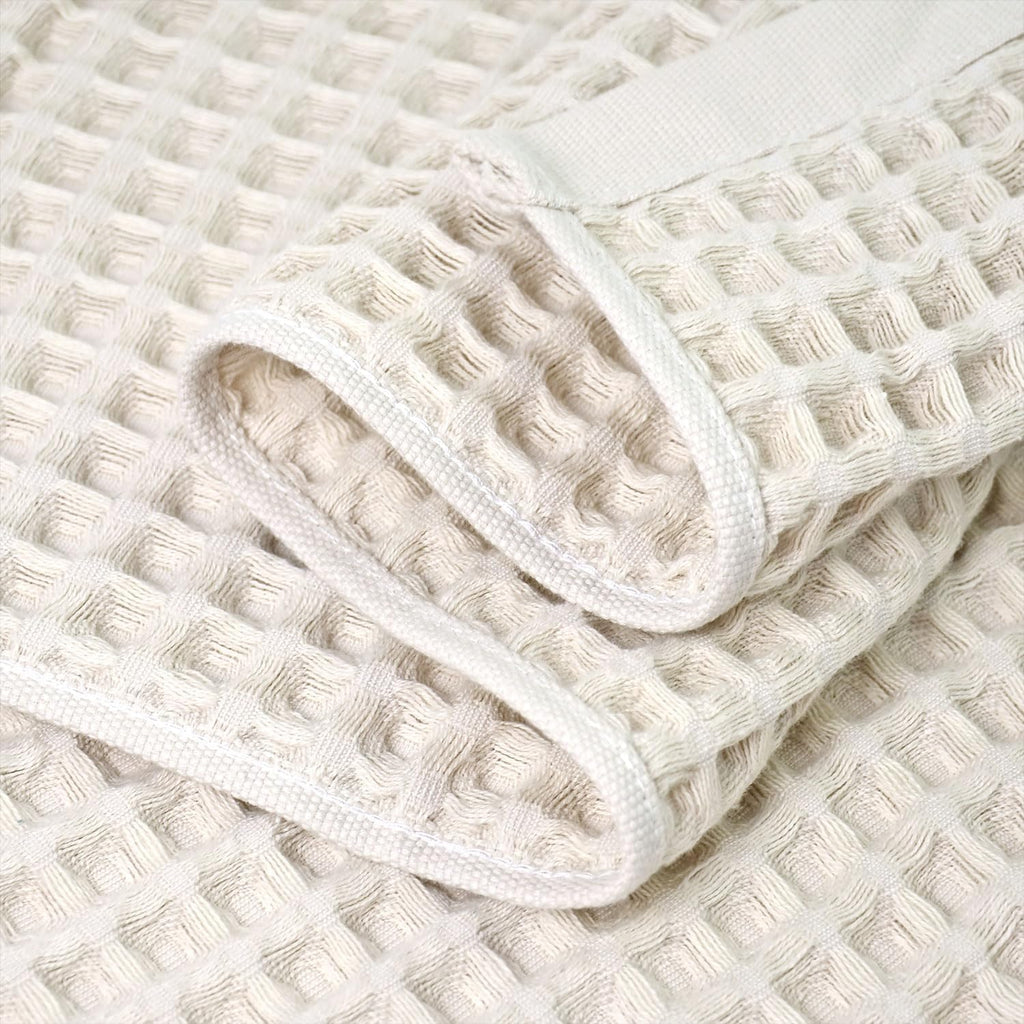 Waffle Bath Towels Set of 2 (Mist White) – Cotton, Quick Dry, Low Lint