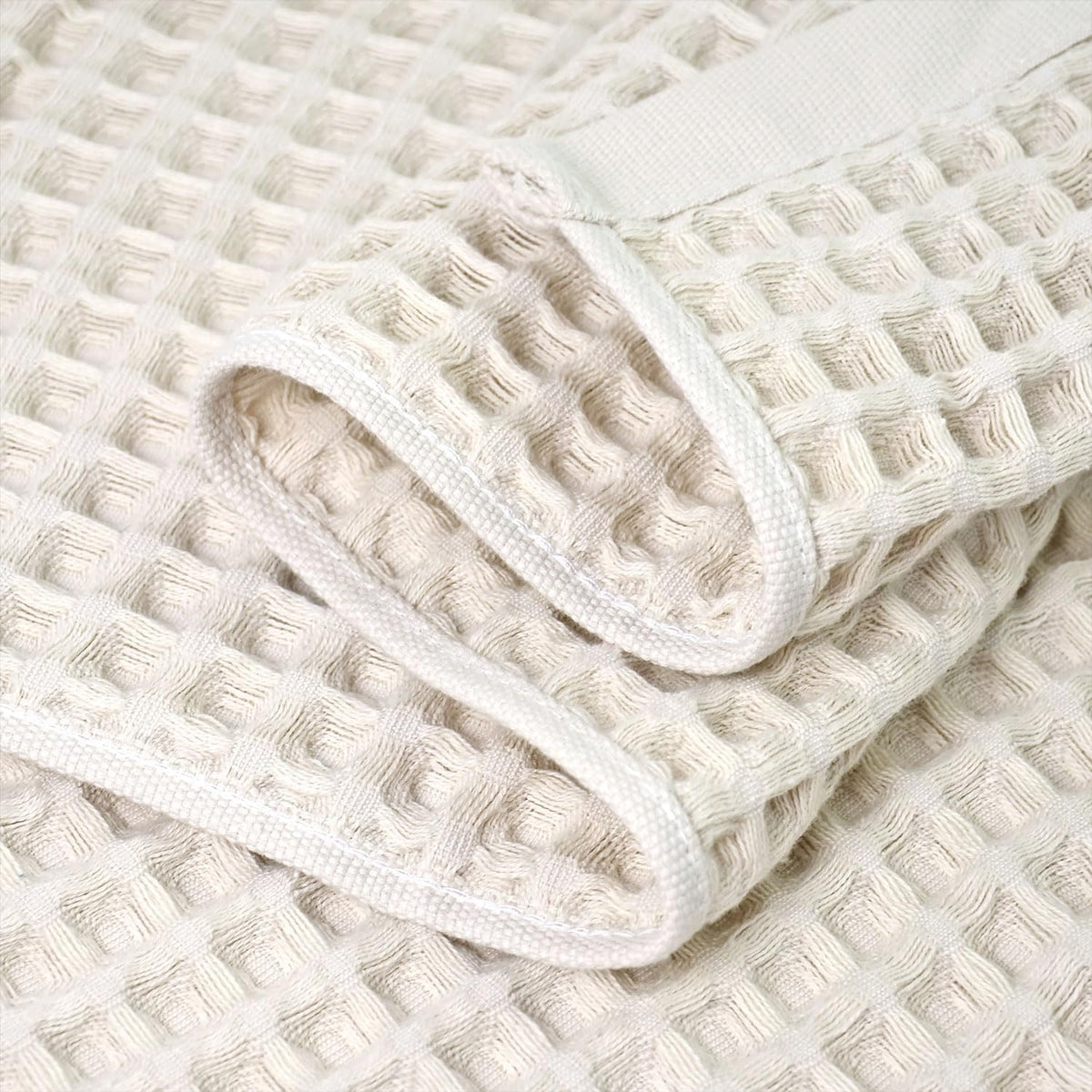 Waffle Bath Towels Set of 2 (Mist White) – Cotton, Quick Dry, Low Lint