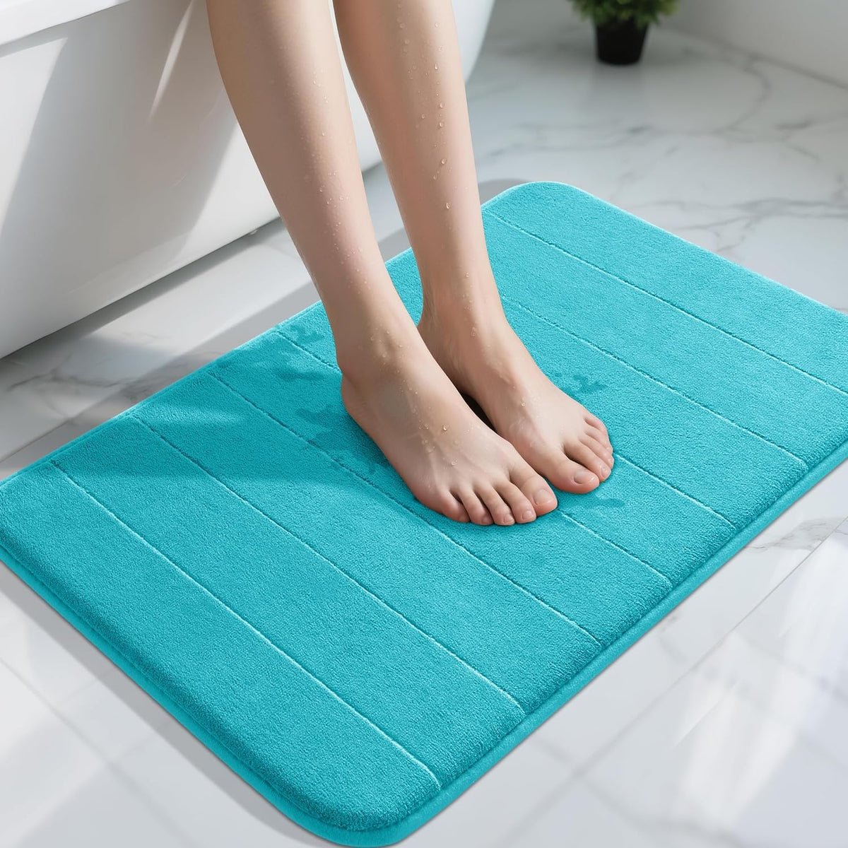 Yimobra Memory Foam Bath Mat, Super Soft Absorbent Bathroom Rug Non Slip, Quick Dry, Machine Washable Floor Carpet for Tub Shower, Home Decor Accessories, 24x17, Grey