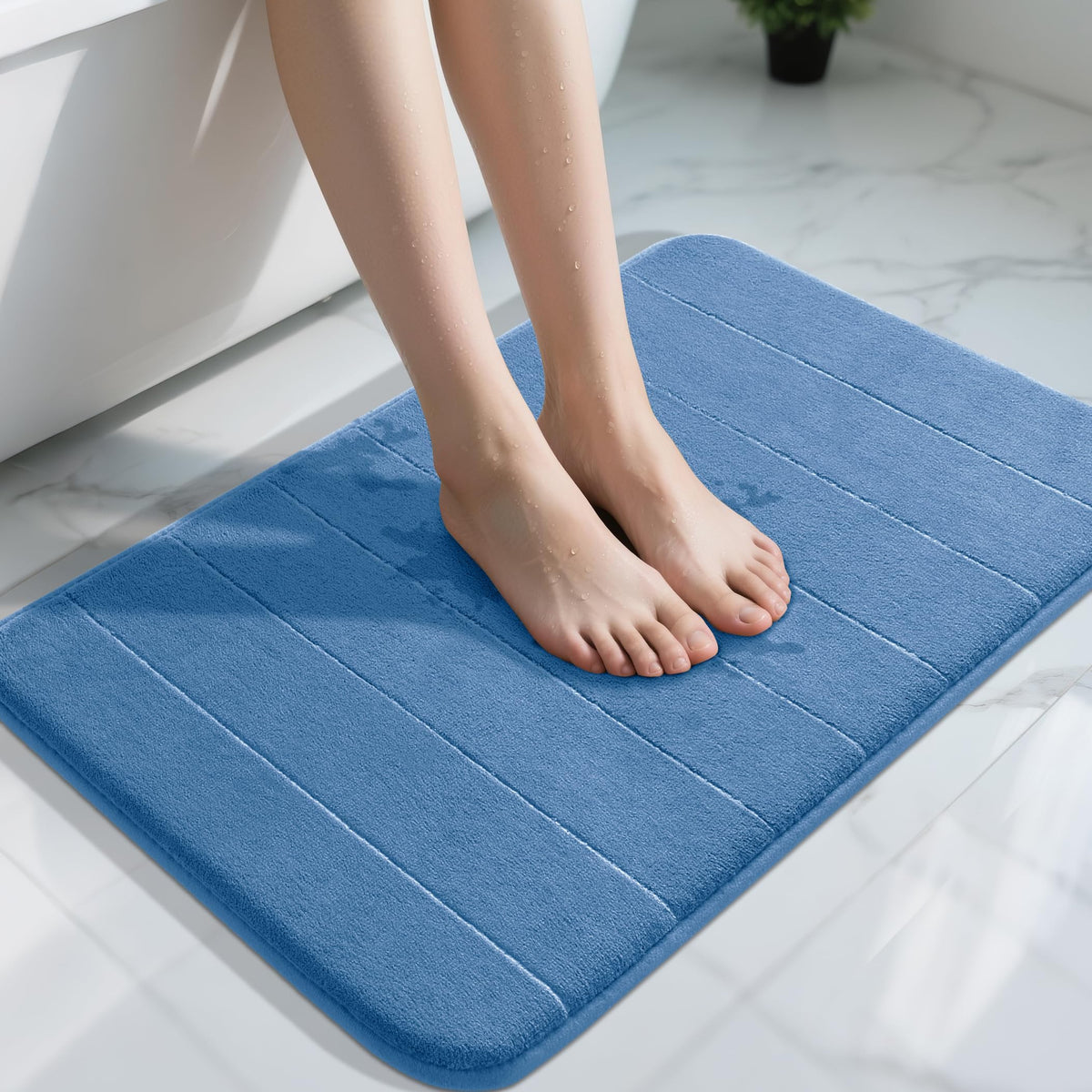 Yimobra Memory Foam Bath Mat, Super Soft Absorbent Bathroom Rug Non Slip, Quick Dry, Machine Washable Floor Carpet for Tub Shower, Home Decor Accessories, 24x17, Grey