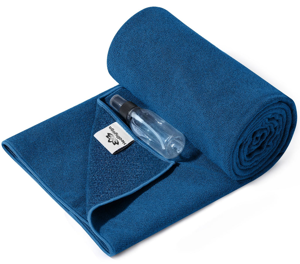 Heathyoga Yoga Mat Towel Non Slip for Hot Yoga Towel with Silicone Grip & Free Spray Bottle, 72"X26" Extra Large Microfiber Yoga Towel for Bikram, Pilates, Fitness