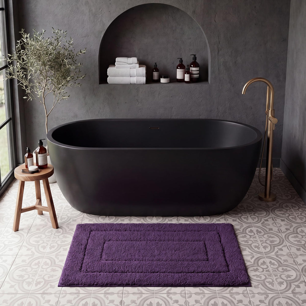 GRANNY SAYS Gray Bathroom Rug 20" x 30", Non-Slip Microfiber Bath Mat