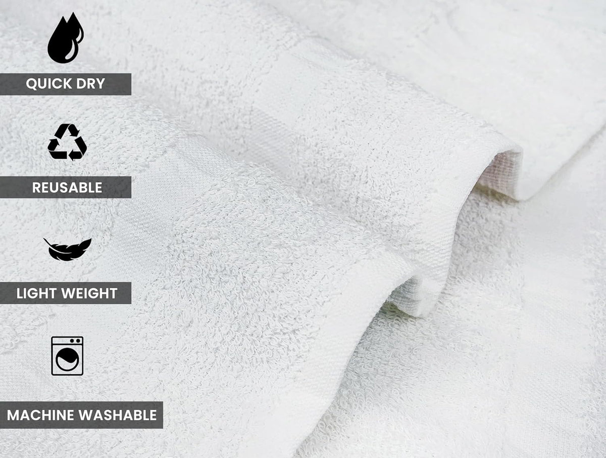 ZUPERIA White Bath Towels Bulk 12 Pack (20 x 40 Inches) - 100% Cotton Economy Light Weight Towels for Commercial Use - Quick Dry, Ultra-Soft, and Absorbent Bulk Towels