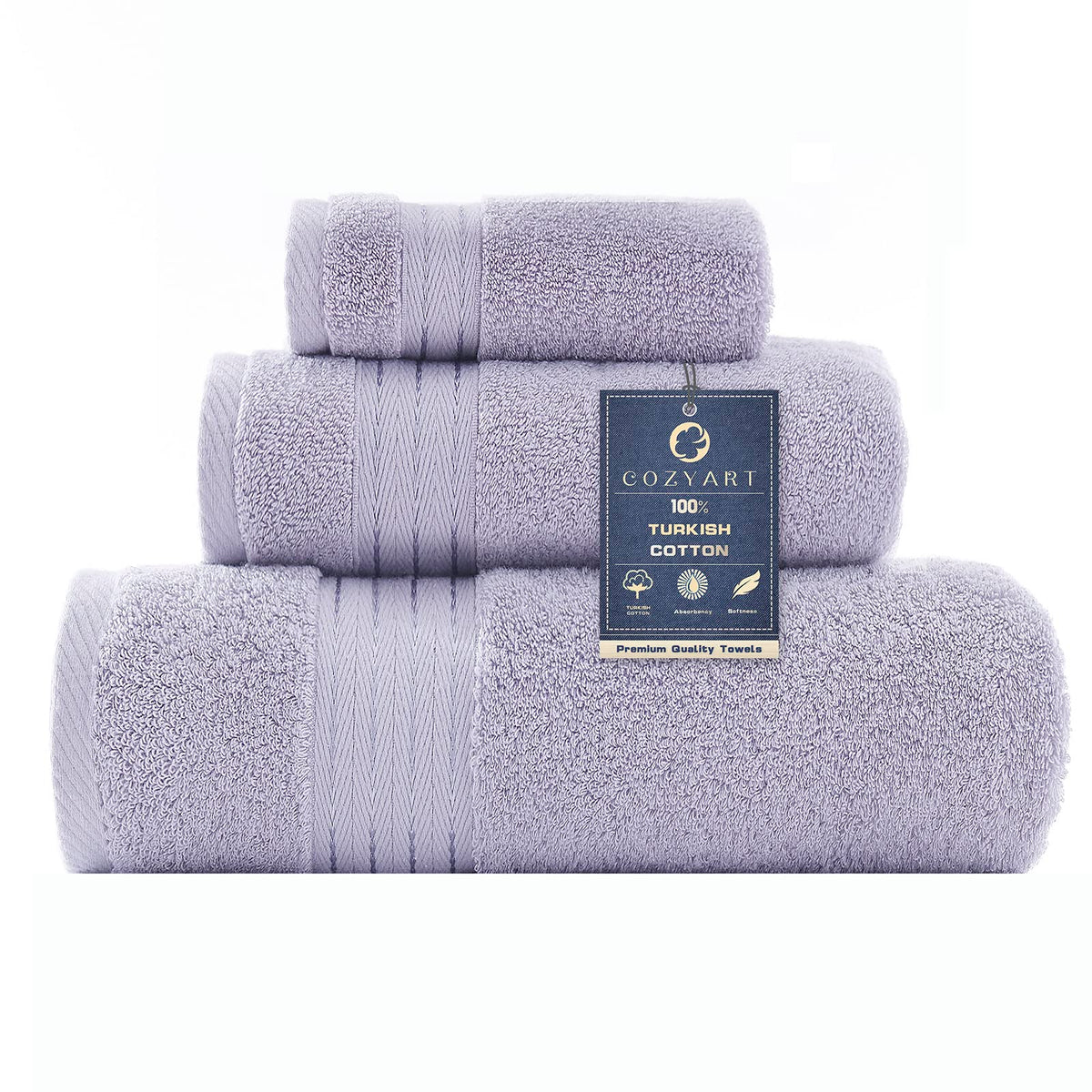 COZYART Luxury Bath Towel Set 6 Pcs, Dark Green 100% Turkish Cotton 650 GSM