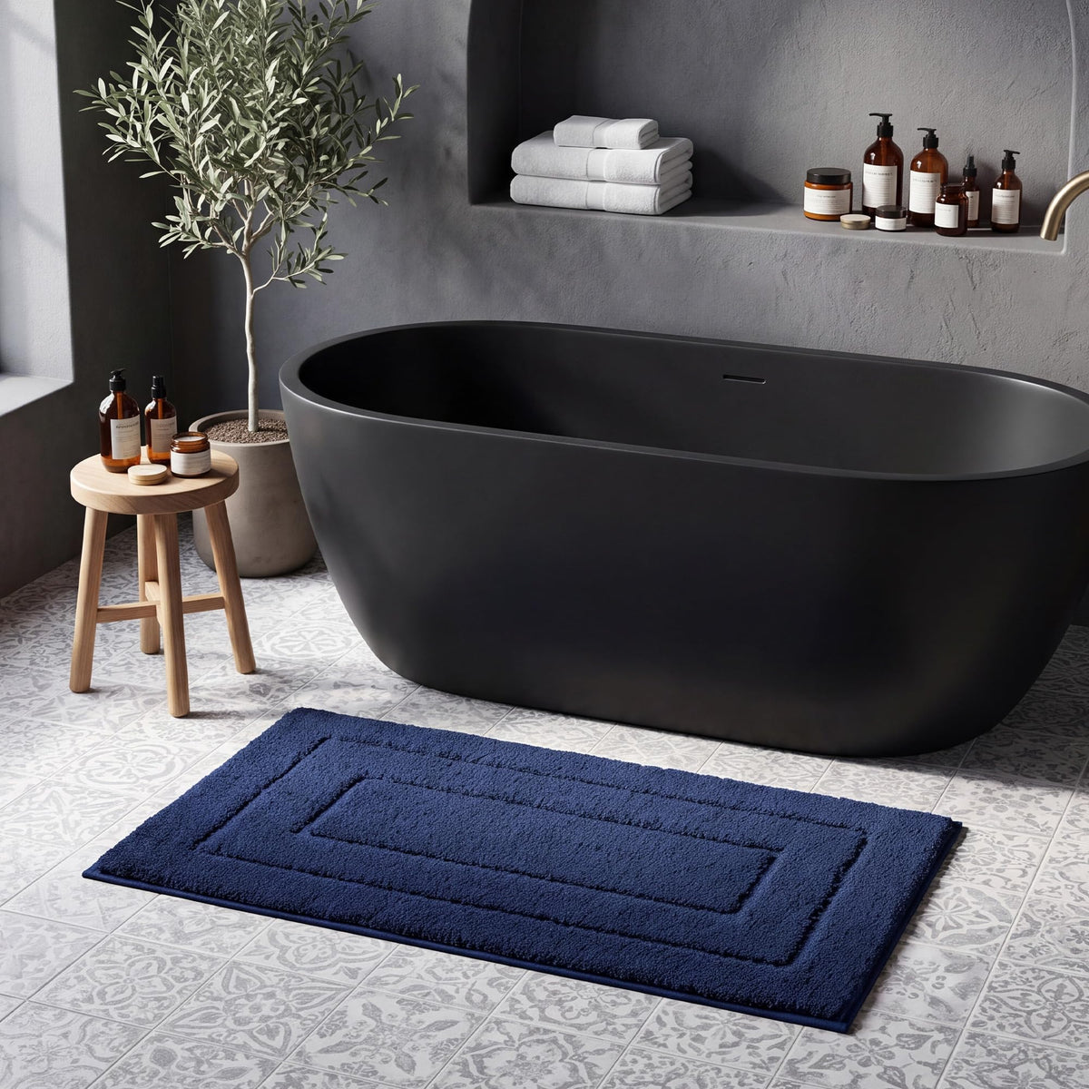 GRANNY SAYS Gray Bathroom Rug 20" x 30", Non-Slip Microfiber Bath Mat
