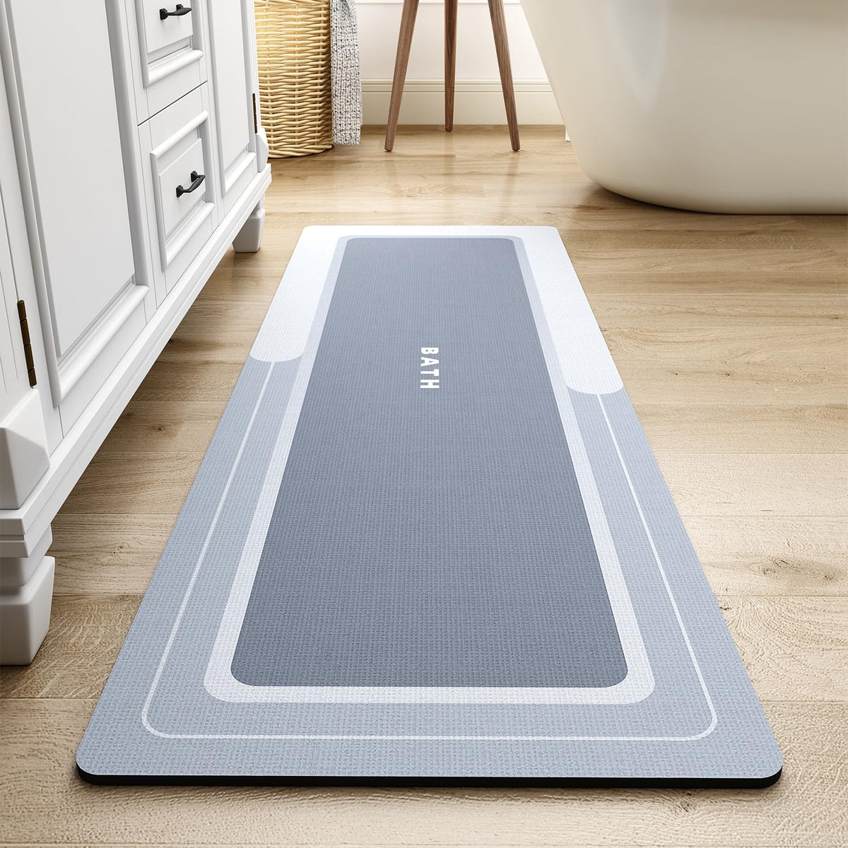 MontVoo-Bath Mat-Bathroom Mat Rug Non Slip Super Absorbent Stain Resistant Quick Dry Thin Bath Rug-Bath Mats for Bathroom Floor Bathtub Vanity-Bathmat Bath Rug Easy Care-17"x27" Grey
