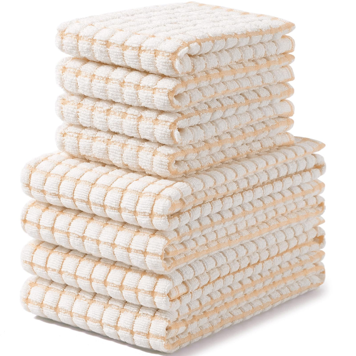 Homaxy Kitchen Towels and Dishcloths Set, Set of 8, Blue/Yellow/Red/Green