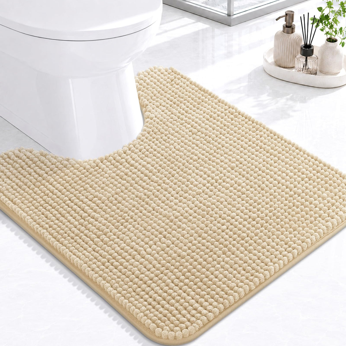 Arotive Chenille Bathroom Rugs 30x20, Soft Absorbent Bath Mat, Grey