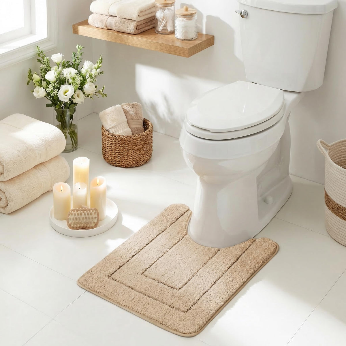 GRANNY SAYS Gray Bathroom Rug 20" x 30", Non-Slip Microfiber Bath Mat