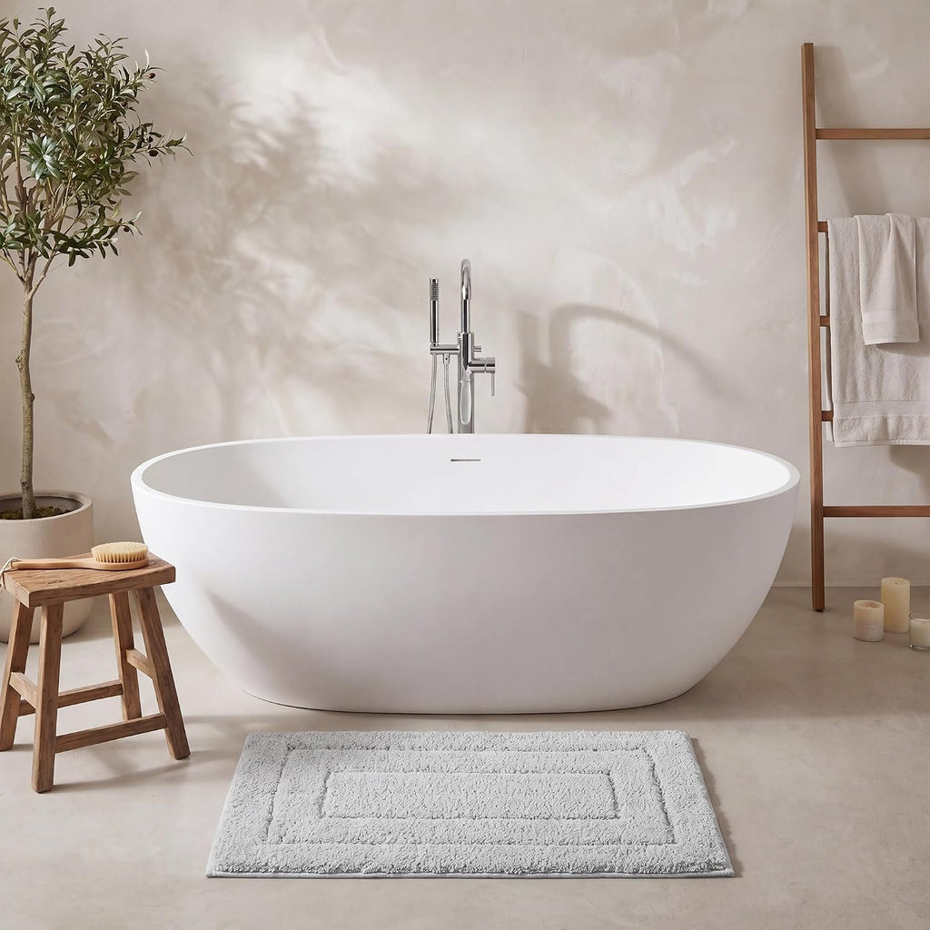 GRANNY SAYS Gray Bathroom Rug 20" x 30", Non-Slip Microfiber Bath Mat
