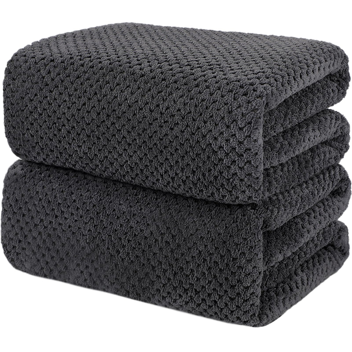 2 Pack Bath Towel Set, Waffle Bath Towel Set, Super Soft Highly Absorbent, Sturdy Quick Drying Towels for Bathroom, Gym, SPA, Yoga (2 Piece 27" x 55", 1Grey+1Purple)