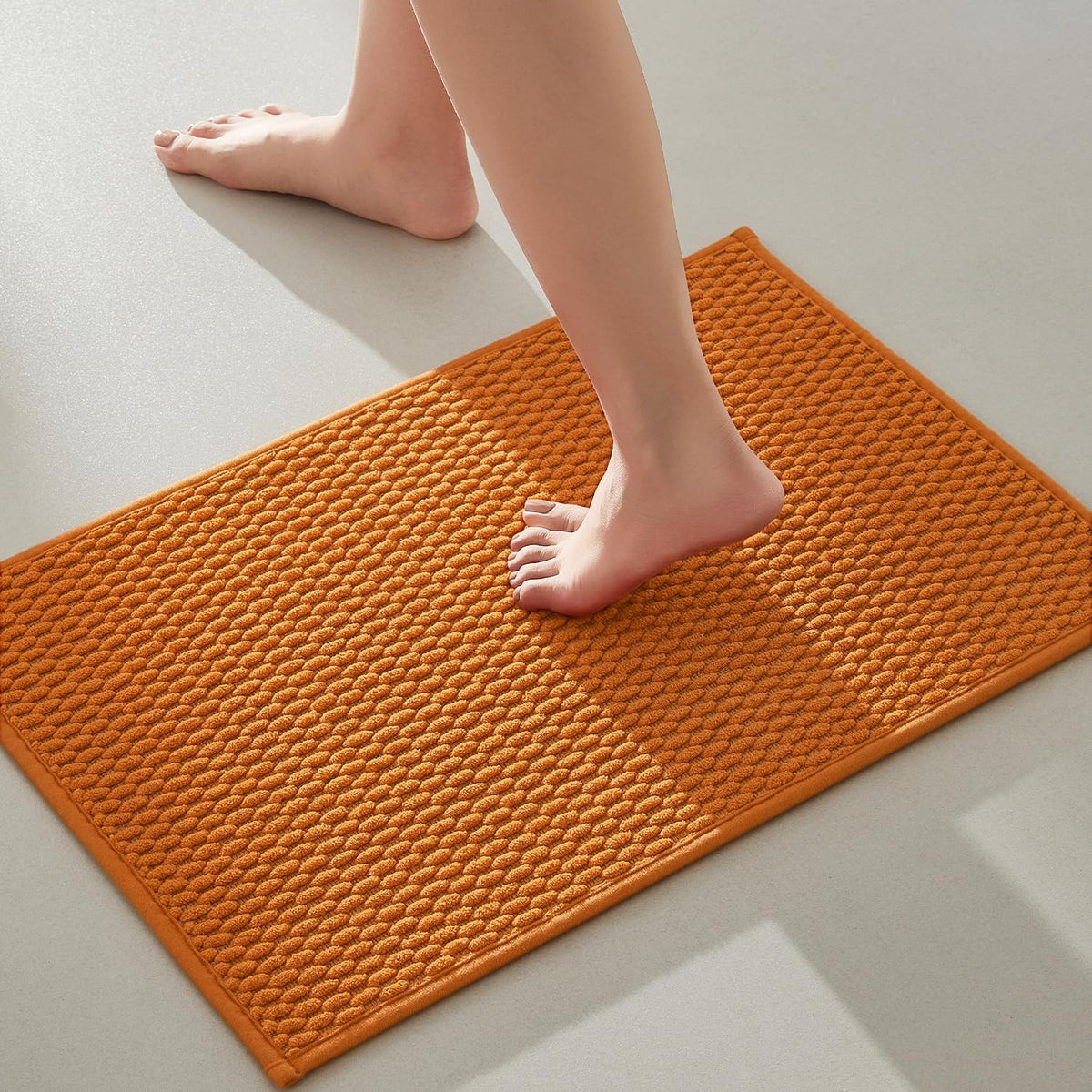 TYUU Bathroom Rugs Non Slip Washable, Super Absorbent Thin Bath Mat Small Quick Dry Low Pile Bathroom Rug, Dark Grey 16"x24"