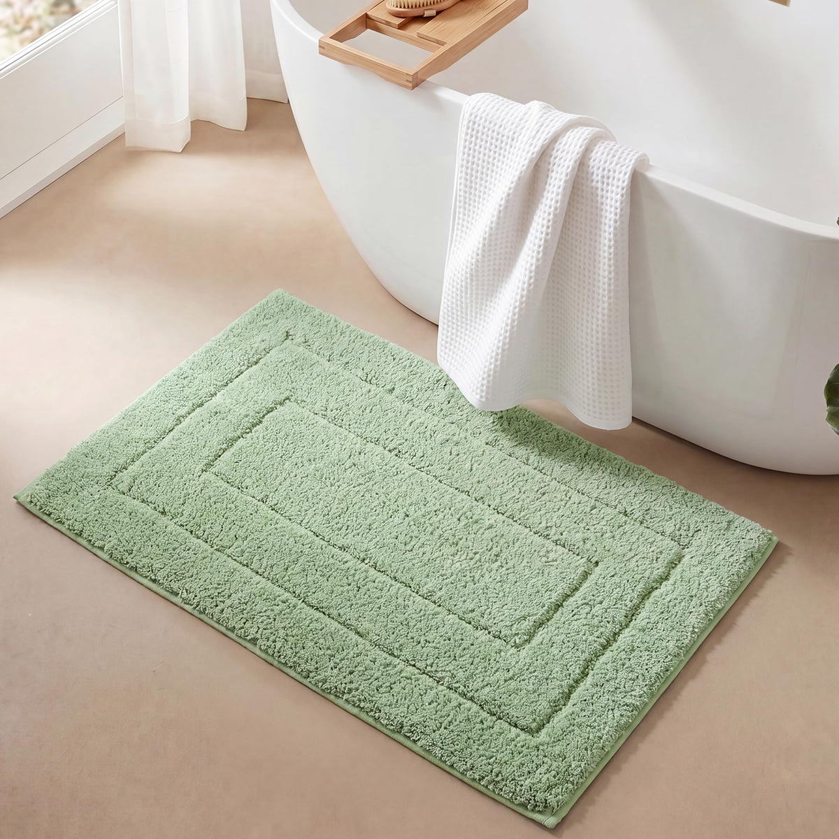 GRANNY SAYS Gray Bathroom Rug 20" x 30", Non-Slip Microfiber Bath Mat