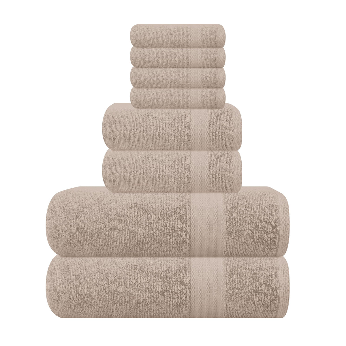 GLAMBURG Ultra Soft 8-Piece Towel Set - 100% Pure Ringspun Cotton, Contains 2 Oversized Bath Towels 27x54, 2 Hand Towels 16x28, 4 Wash Cloths 13x13 - Ideal for Everyday use, Hotel & Spa - Black