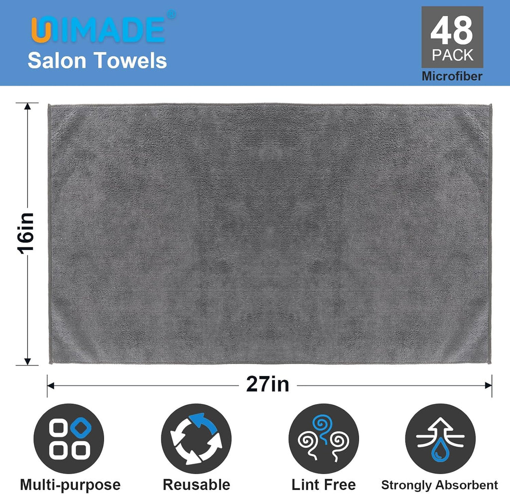 UNIMADE 24 Pack Gym Towels Set - Highly Absorbent Microfiber Salon Towels