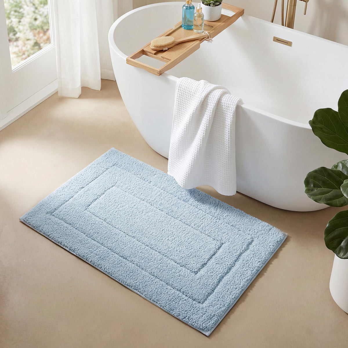 GRANNY SAYS Gray Bathroom Rug 20" x 30", Non-Slip Microfiber Bath Mat