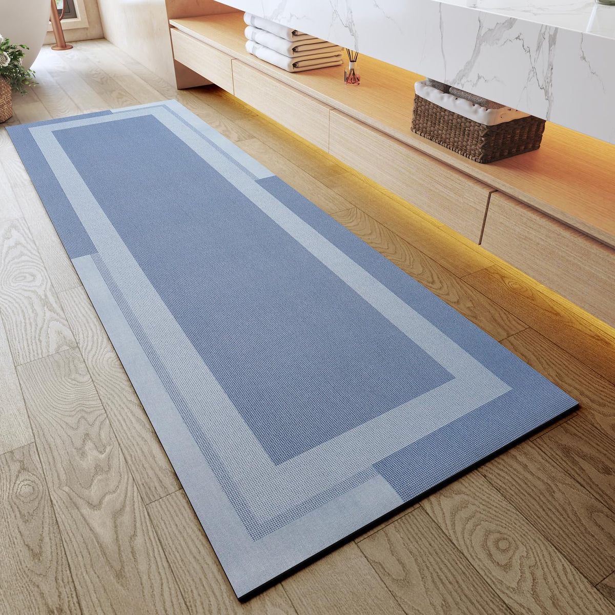 YDKGL Non Slip Bath Mat Thin Bathroom Rugs Fit Under Door Dark Grey 16"x24"