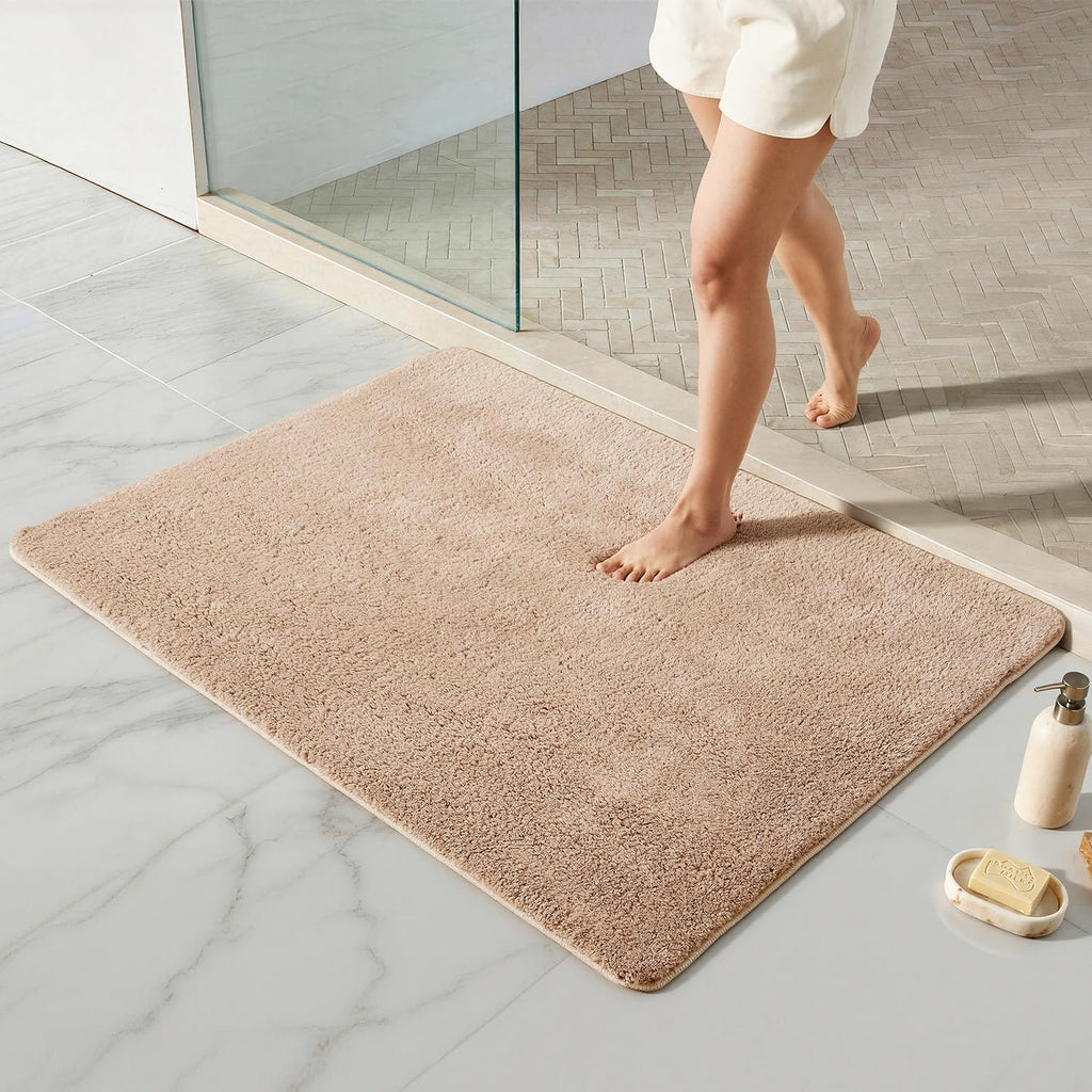 TYUU Navy Blue Bathroom Rugs, Ultra Soft Bath Rugs Non Slip Washable, Super Absorbent Quick Dry Small Bath Mat with Rubber Backing for Bathroom Floor, Shower, or Sink, Navy Blue 16" x 24"