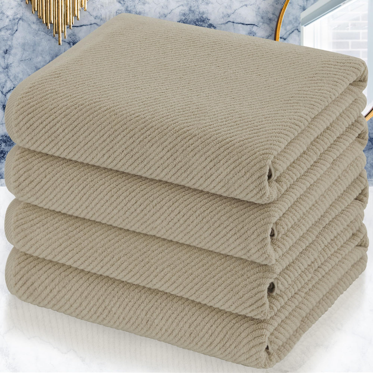 VOOVA & MOVAS 6PC Towel Set, 100% Cotton, Dark Grey