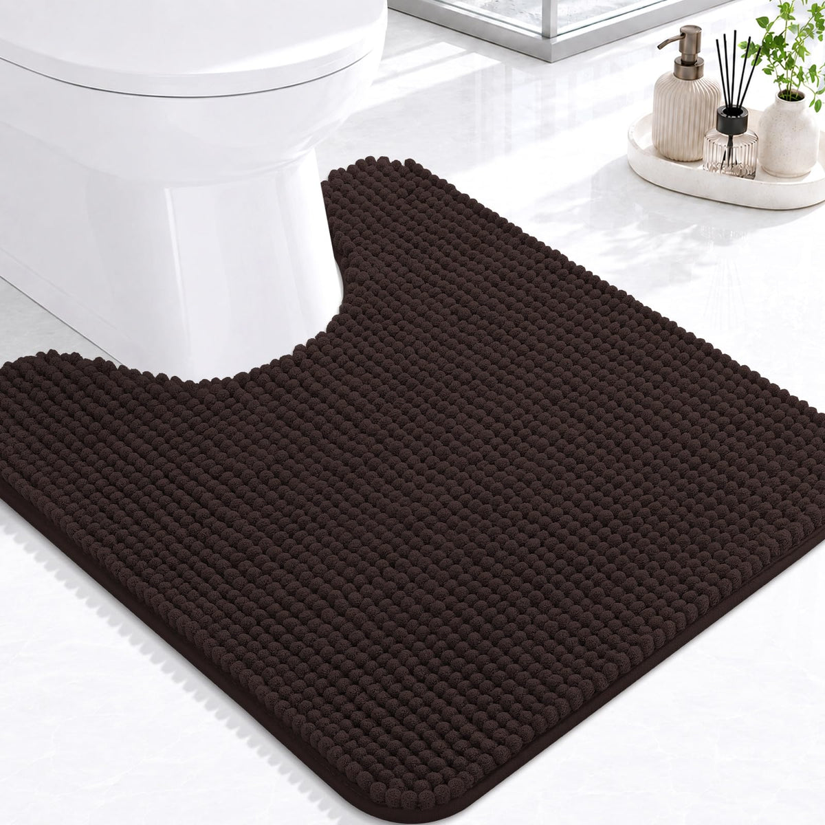 Arotive Chenille Bathroom Rugs 30x20, Soft Absorbent Bath Mat, Grey
