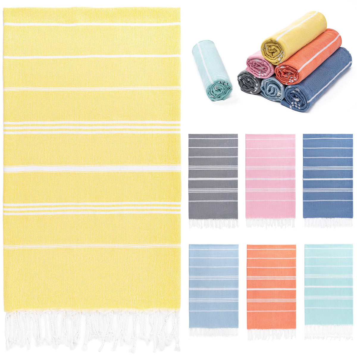 Turkish Beach Towel, 36"x71" Quick Dry Sand Free Oversized Towel, Aqua