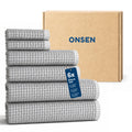 ONSEN Sculpted Terry Bath Towels, 100% American Cotton, Quick Dry Lint Free, Lightweight Absorbent Bath Towel Set with Hanging Loop, 28x55 in (Grey Fog, 2X Bath Towel)