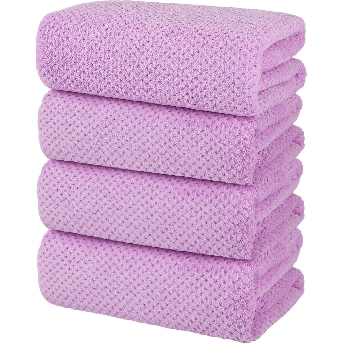 2 Pack Bath Towel Set, Waffle Bath Towel Set, Super Soft Highly Absorbent, Sturdy Quick Drying Towels for Bathroom, Gym, SPA, Yoga (2 Piece 27" x 55", 1Grey+1Purple)