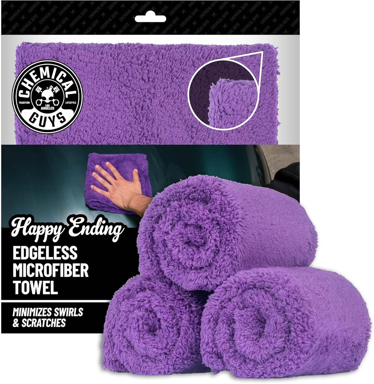 Chemical Guys, Happy Ending Ultra Plush Edgeless Microfiber Towel, Purple