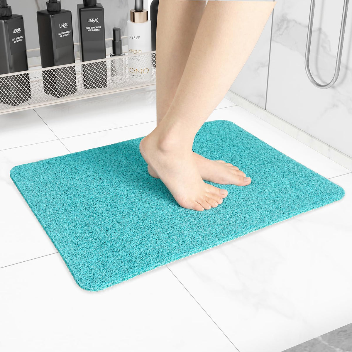 Hargiis Non Slip Bathtub Mat, Anti Slip Shower Mat, Fast Drying Bath Tub Mats, Foot Scrubber Mat, Anti Slip Mat for Tub, Floor, Bathroom, Home, Kitchen, Hotel (Grey 24"x16")
