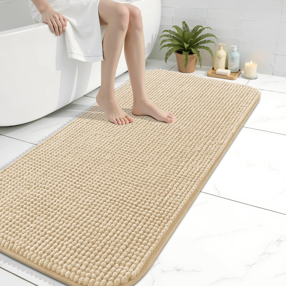 Arotive Chenille Bathroom Rugs 30x20, Soft Absorbent Bath Mat, Grey