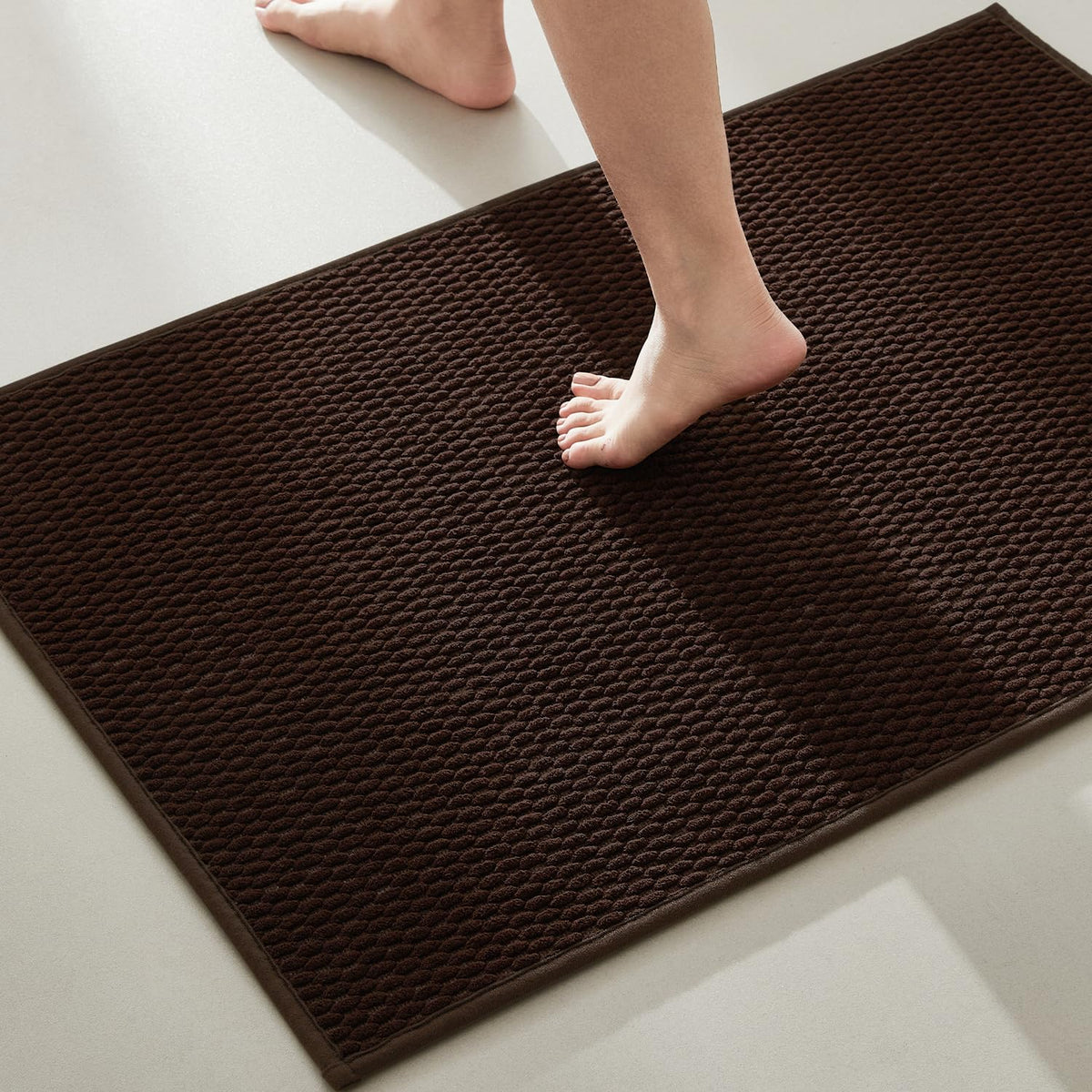 TYUU Bathroom Rugs Non Slip Washable, Super Absorbent Thin Bath Mat Small Quick Dry Low Pile Bathroom Rug, Dark Grey 16"x24"