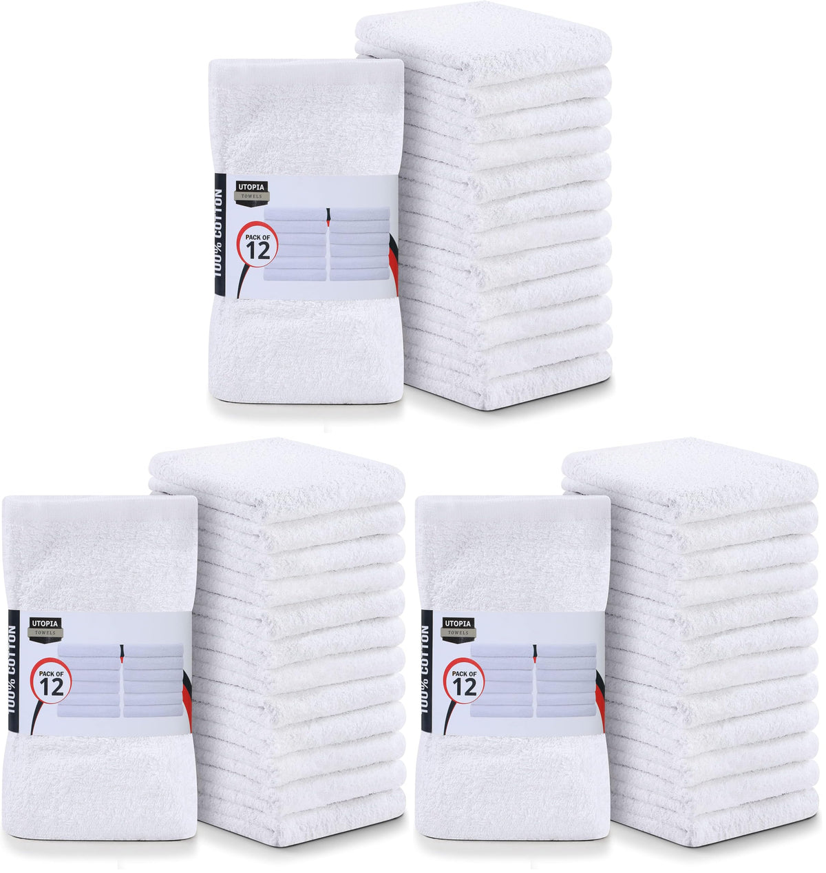Utopia Towels Kitchen Bar Mops, Pack of 12, 16x19 in, 100% Cotton, Black