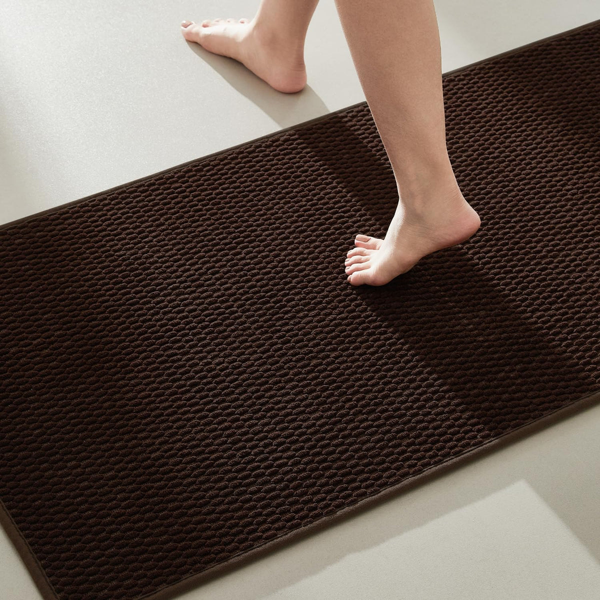TYUU Bathroom Rugs Non Slip Washable, Super Absorbent Thin Bath Mat Small Quick Dry Low Pile Bathroom Rug, Dark Grey 16"x24"
