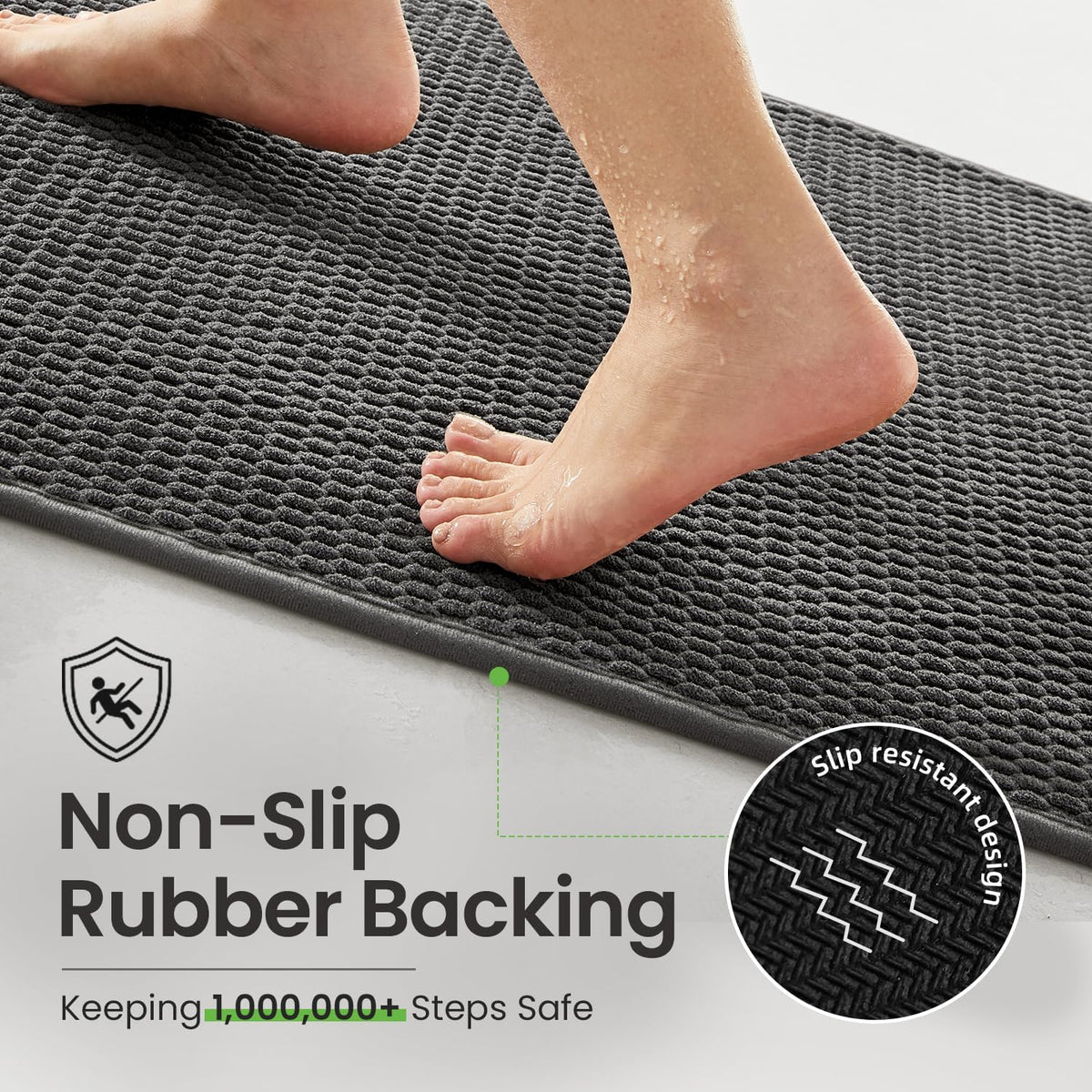 TYUU Bath Mat Set 2 Piece, Thin Bathroom Rugs Non Slip Washable Quick Dry