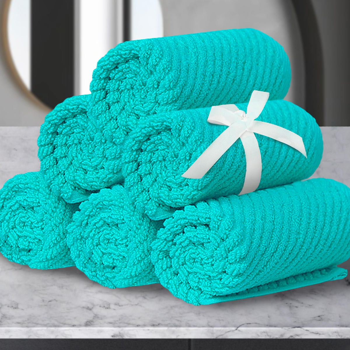 VOOVA & MOVAS 6PC Towel Set, 100% Cotton, Dark Grey