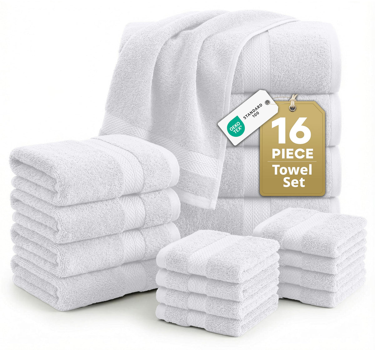 LANE LINEN Bath Towel Set Absorbent Quick Dry 100% Cotton 6 Piece - Navy