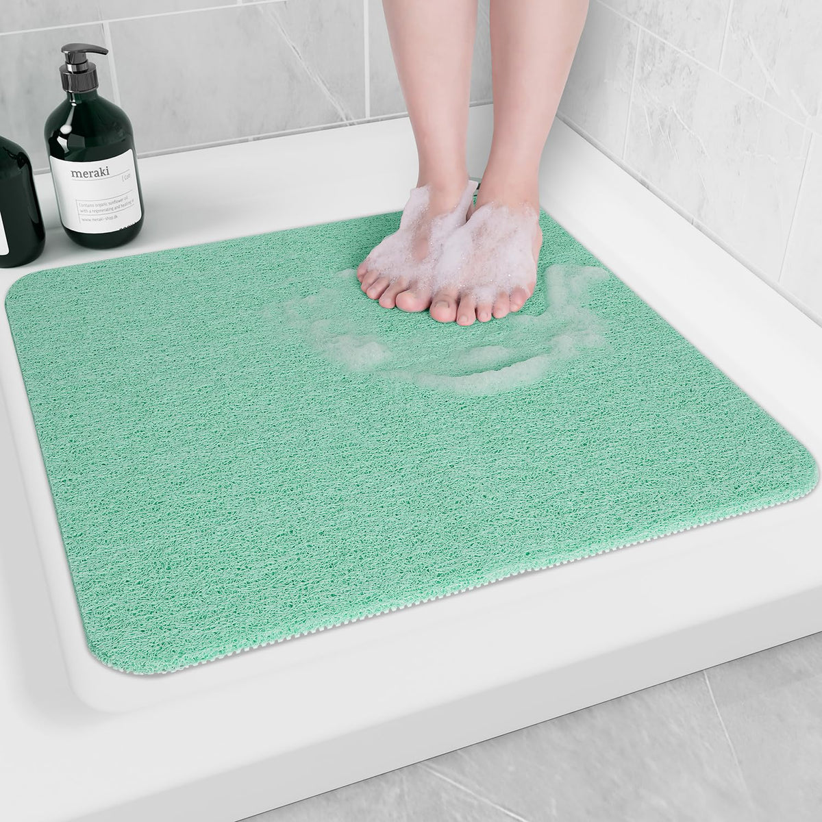 Hargiis Non Slip Bathtub Mat, Anti Slip Shower Mat, Fast Drying Bath Tub Mats, Foot Scrubber Mat, Anti Slip Mat for Tub, Floor, Bathroom, Home, Kitchen, Hotel (Grey 24"x16")