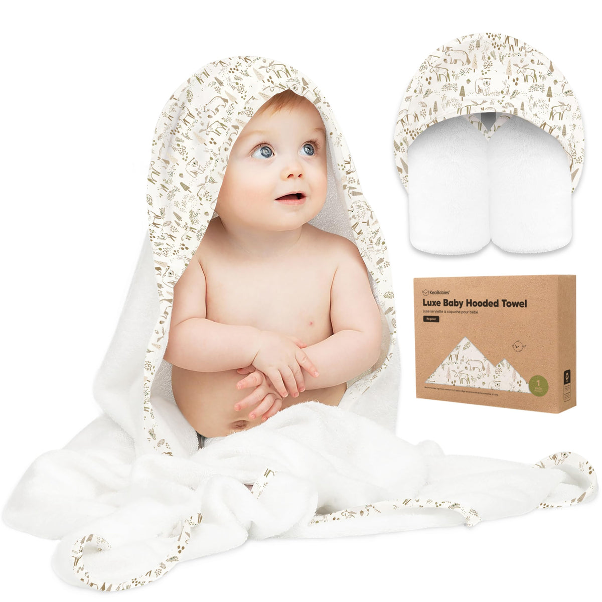 KeaBabies Hooded Baby Towel for Newborn, Baby Bath Towels (Duck, 35x35)
