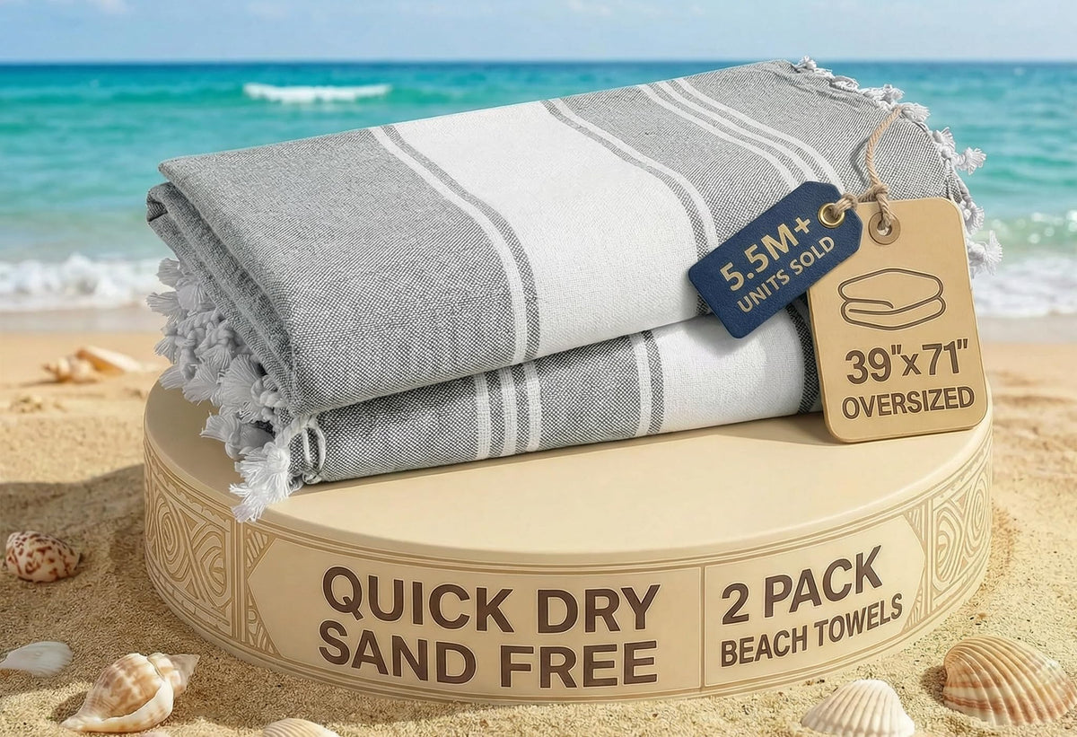 LANE LINEN Turkish Towels 6 Pcs, Beach Towels Oversized, Soft - Beach Party