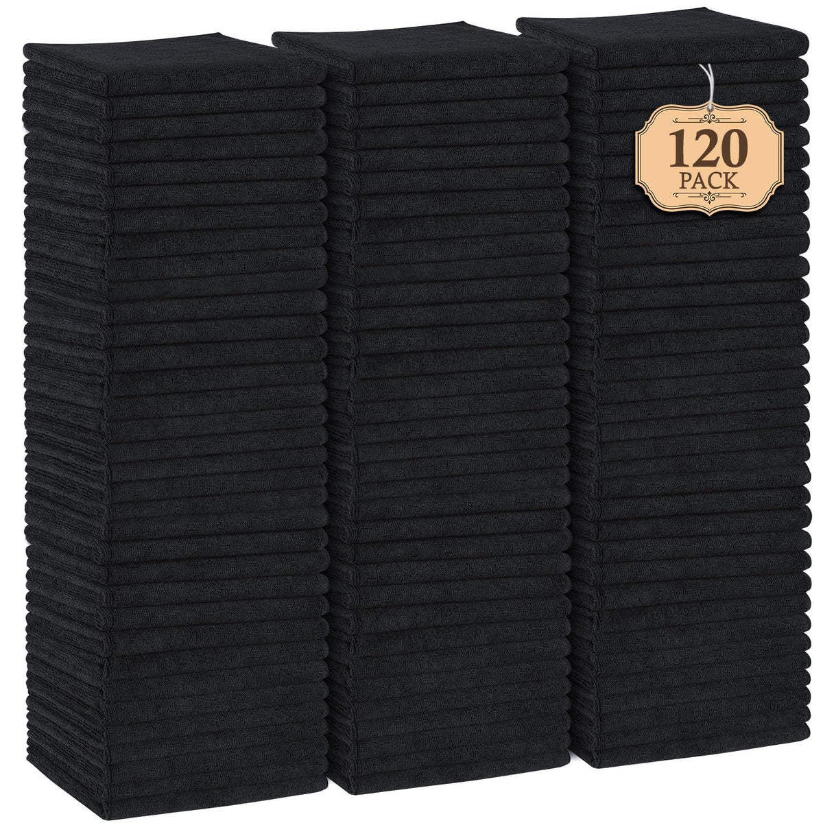 Orighty Salon Towels, 12 Pack Black Microfiber Hair Towel (16 x 29 Inch)