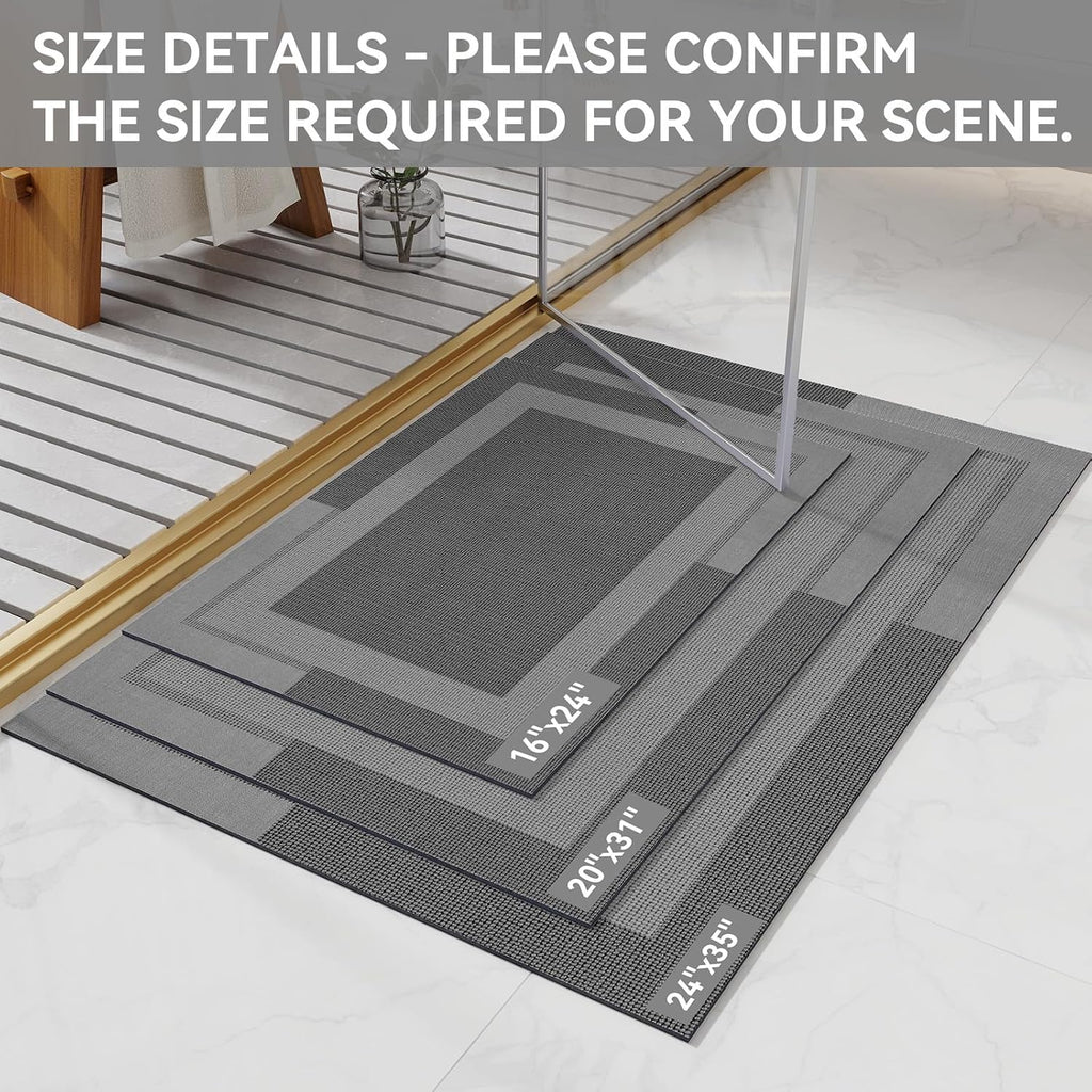 YDKGL Non Slip Bath Mat Thin Bathroom Rugs Fit Under Door Dark Grey 16"x24"