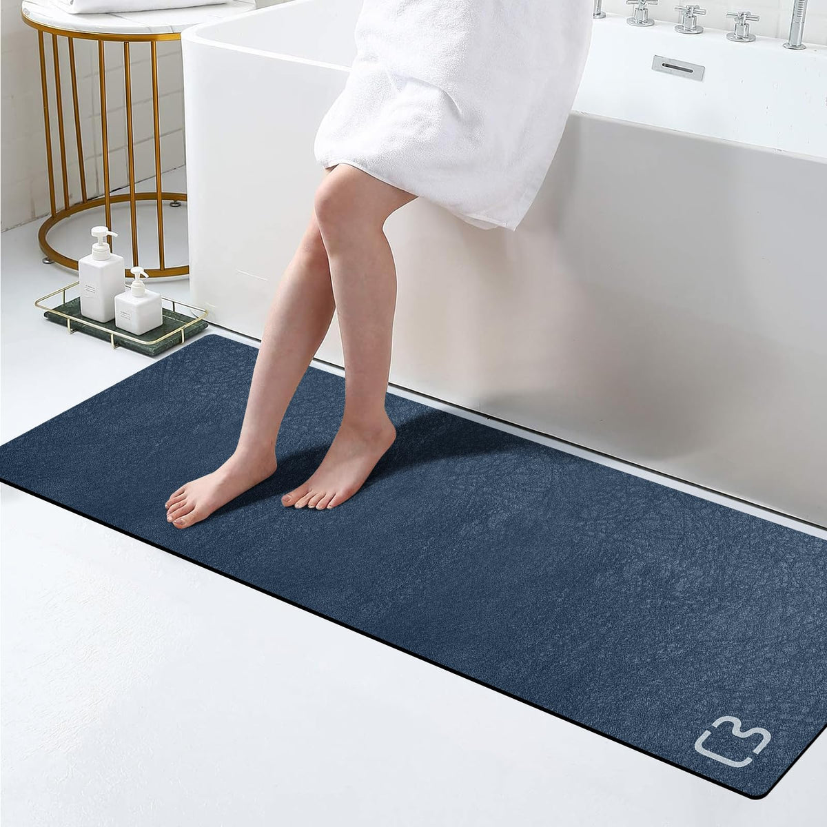 Diatomaceous Earth Bath Mat Stone Bath Mats for Bathroom,15.7"x23.6",Grey