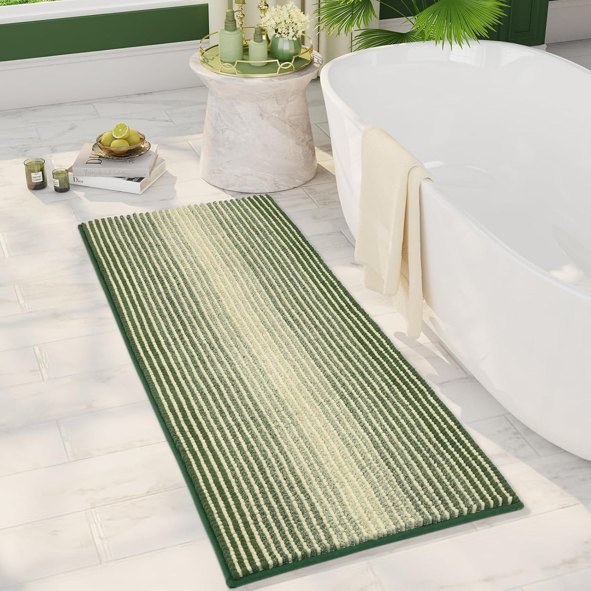 BSICPRO Bathroom Rugs Sets 2 Piece, Non Slip Boho Bath Mats, Beige